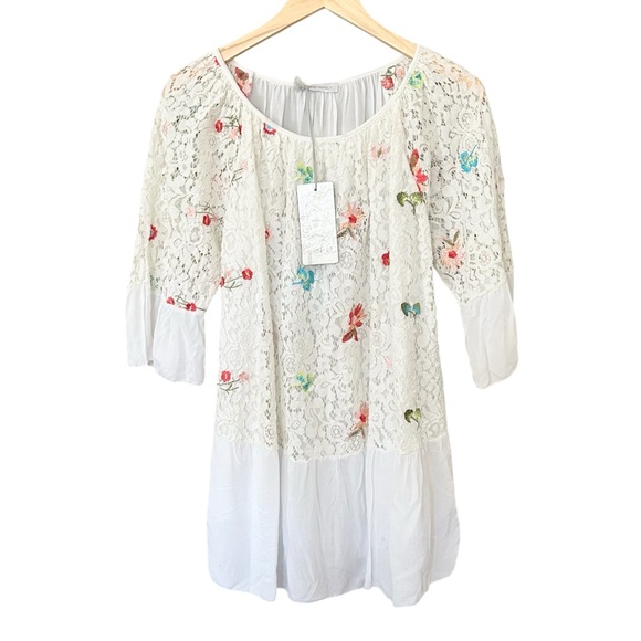 New grinta lace embroidered floral tunic womens size medium - Picture 1 of 12